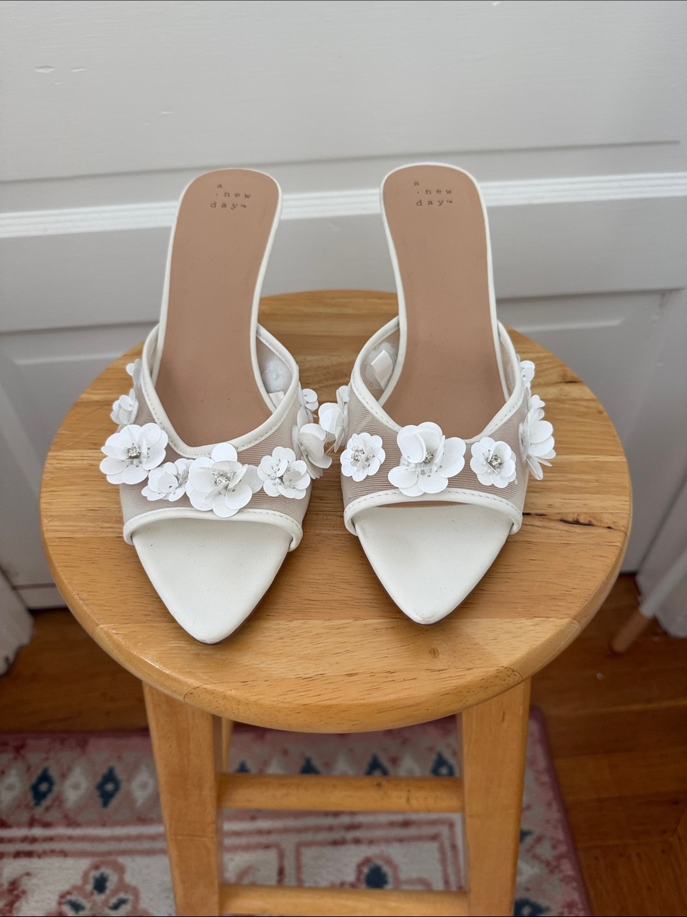 White Floral Heeled Sandal